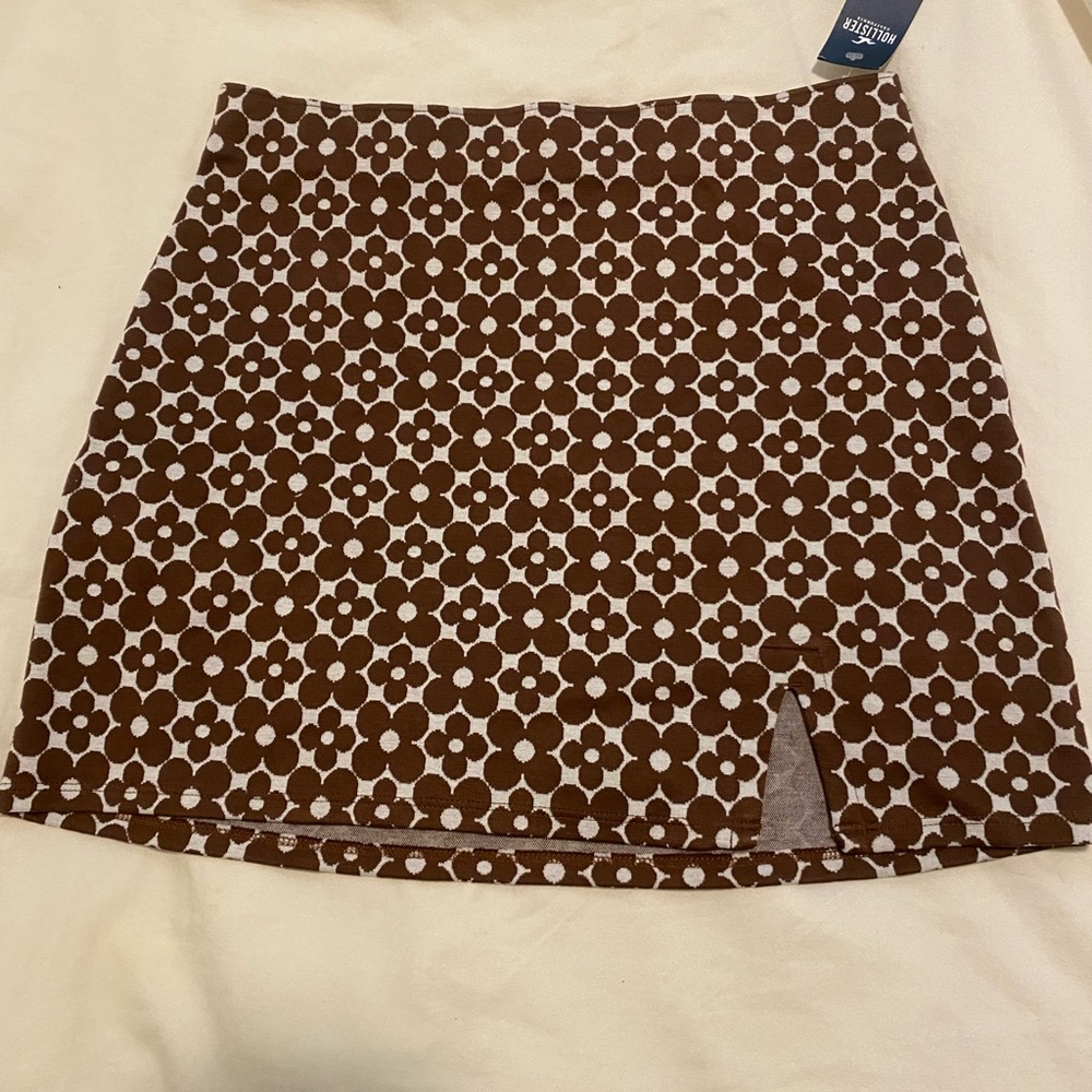 Hollister Brown Cream Floral Mini Skirt